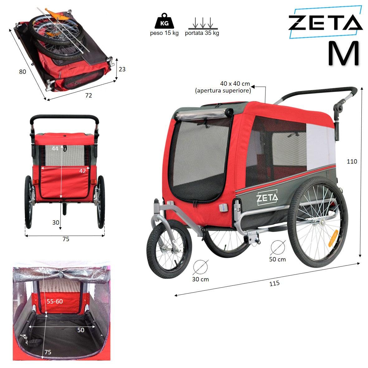 ZETA MEDIUM interno 50x75cm - Rimorchio Bici Per Cani - Papilio Shop